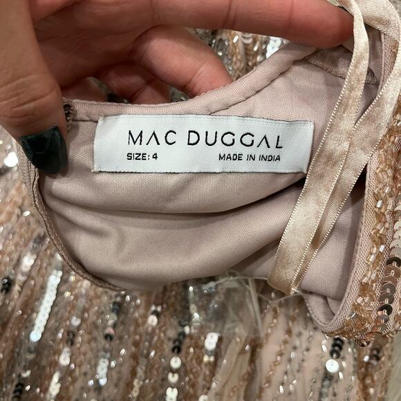 MAC DUGGAL 93583 Sequined V Neck Cape Sleeve Column Gown Vintage Rose 4 NEW - Picture 6 of 8